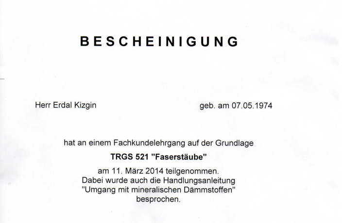Beispielarbeit von Erdal Kizgin Dienst am Bau NRW - veröffentlicht auf Bauunternehmen.org